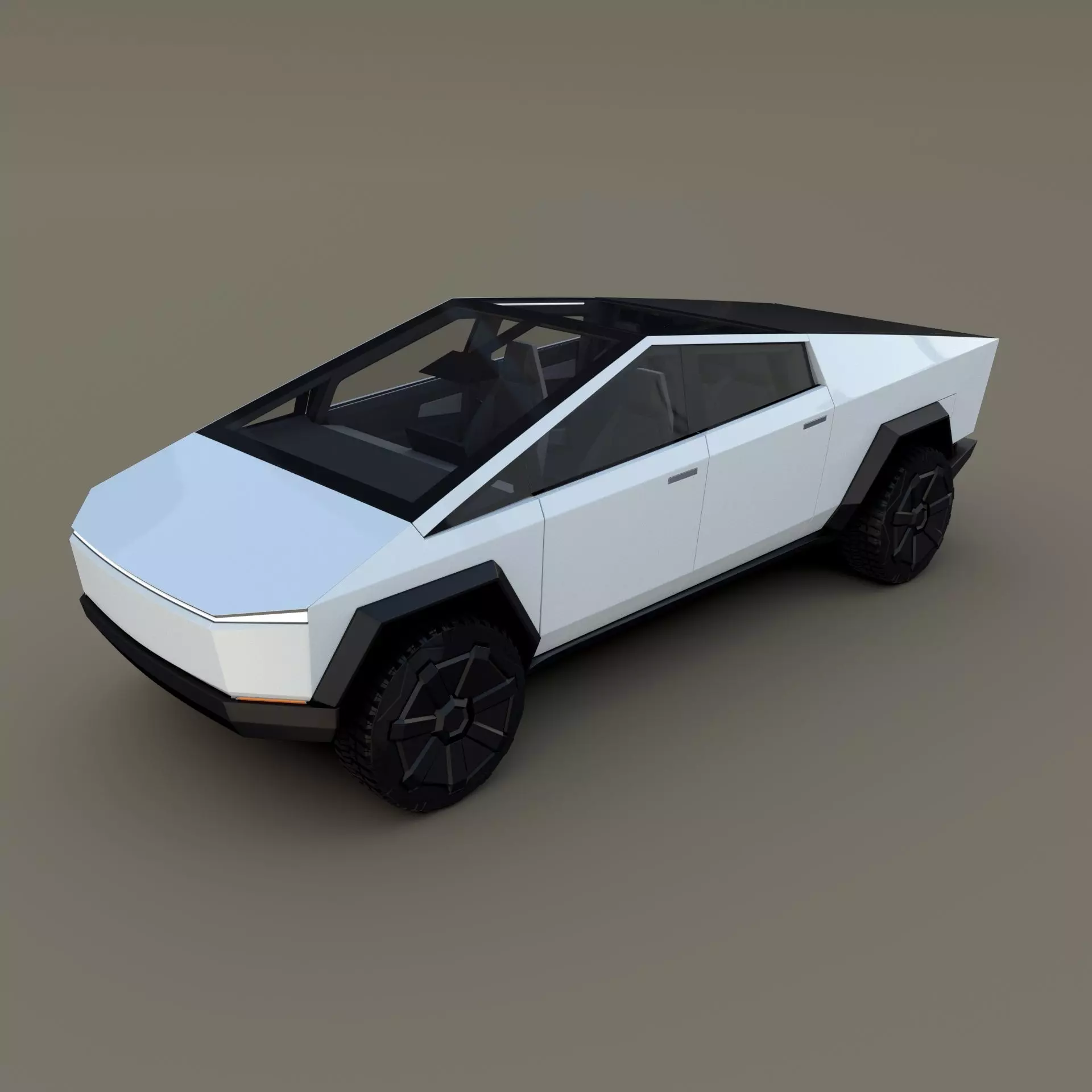 Tesla Cybertruck with interior White 3D model