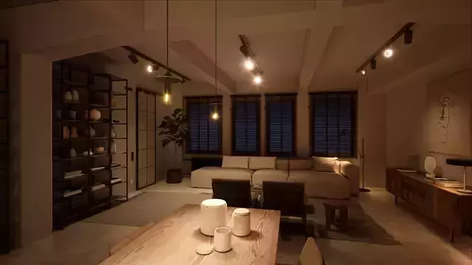 UE4 NIGHT Realism Vintage Style Living Room NIGHT Scene in UE4