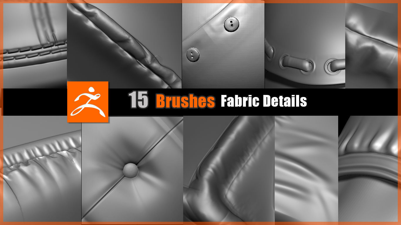 15 Fabric stitches seams brushes 3D model_1