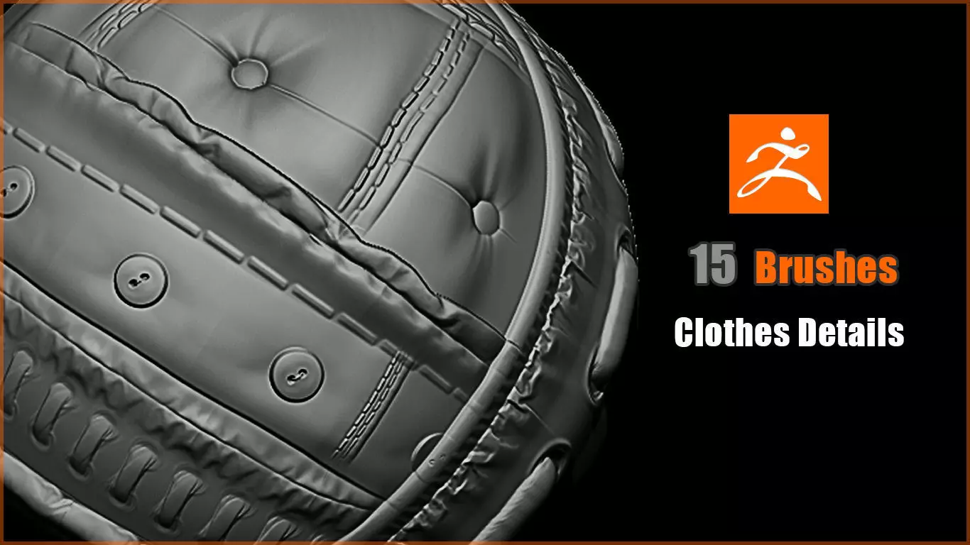 15 Fabric stitches seams brushes 3D model_0