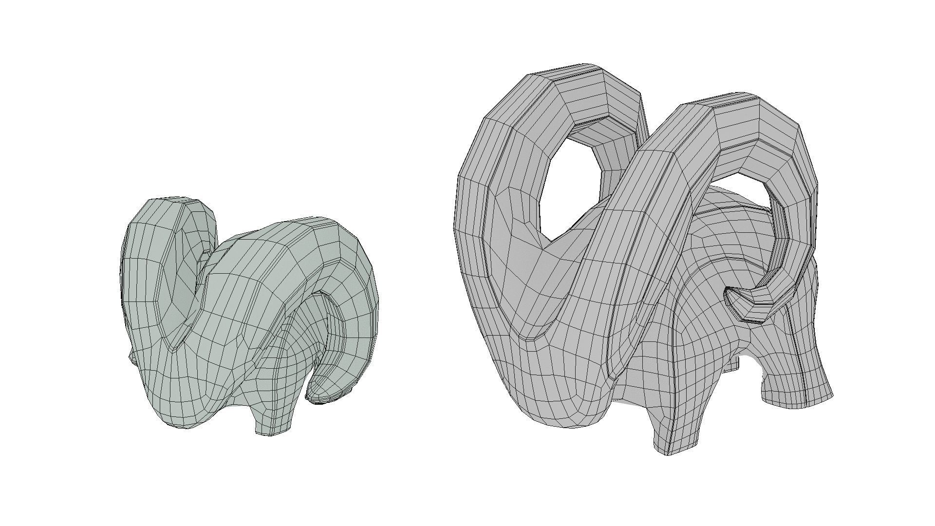 Modern abstract pair of goats sculpture 016 Low-poly 3D model_9