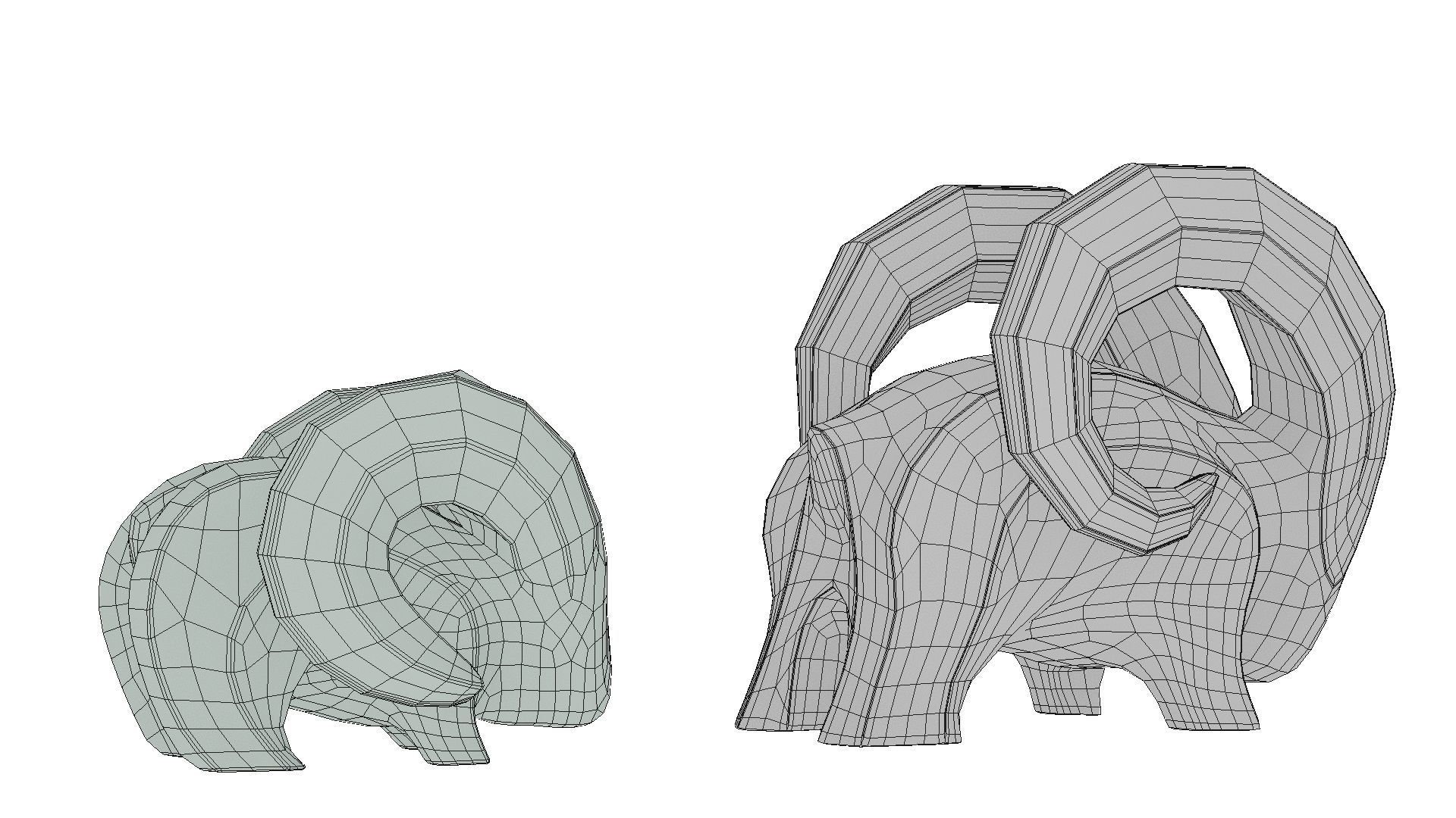 Modern abstract pair of goats sculpture 016 Low-poly 3D model_8