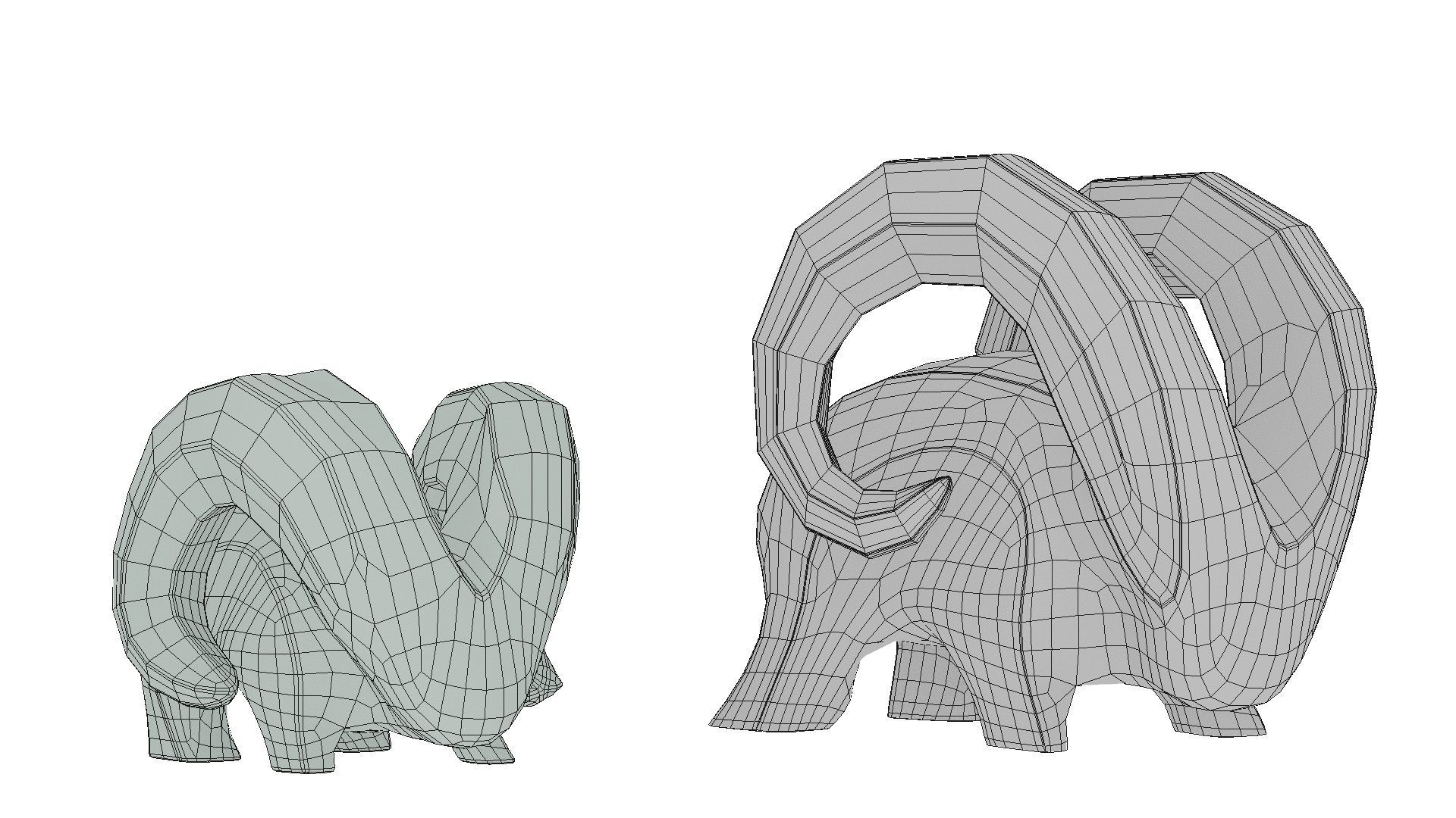 Modern abstract pair of goats sculpture 016 Low-poly 3D model_7