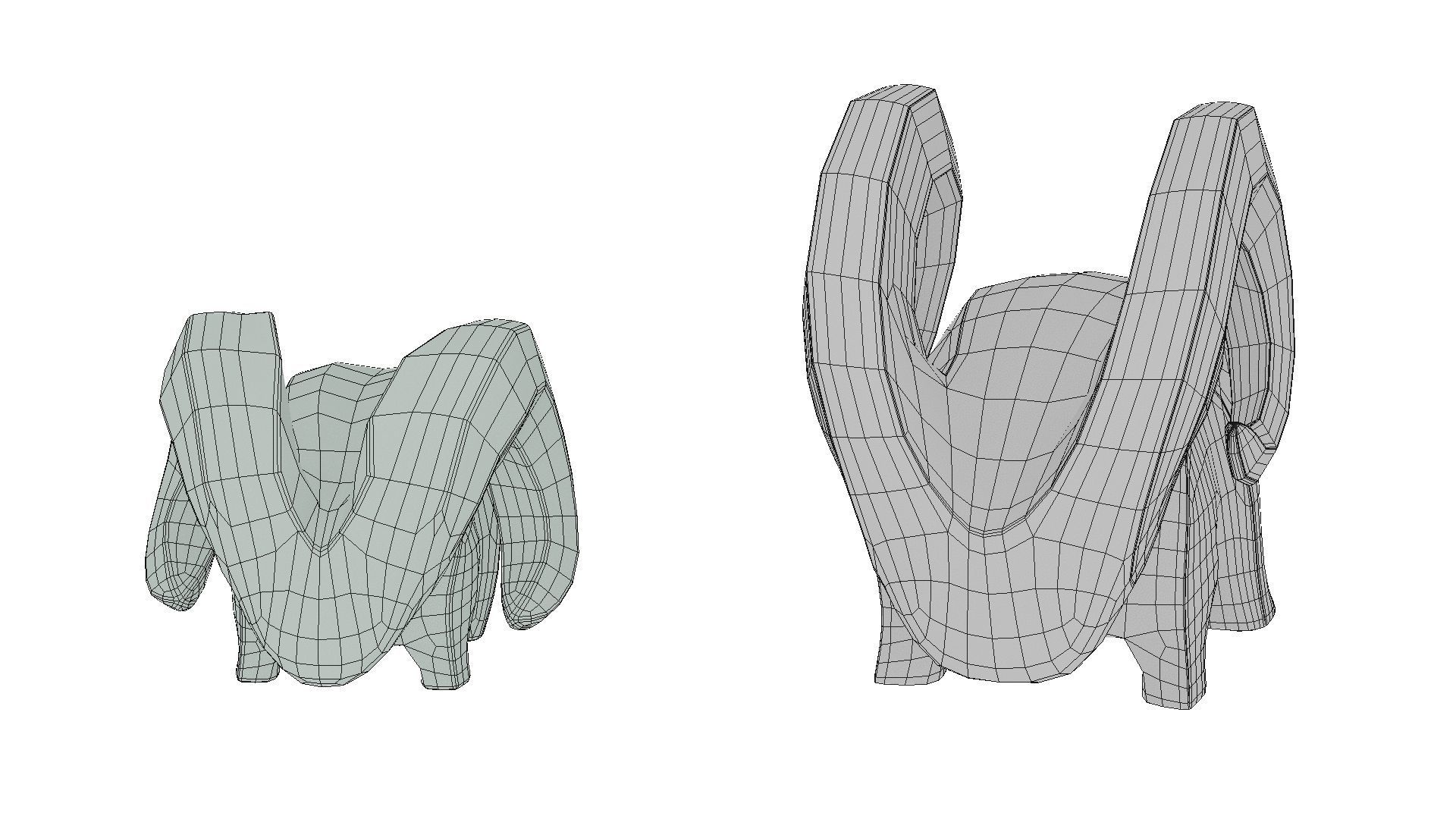 Modern abstract pair of goats sculpture 016 Low-poly 3D model_11