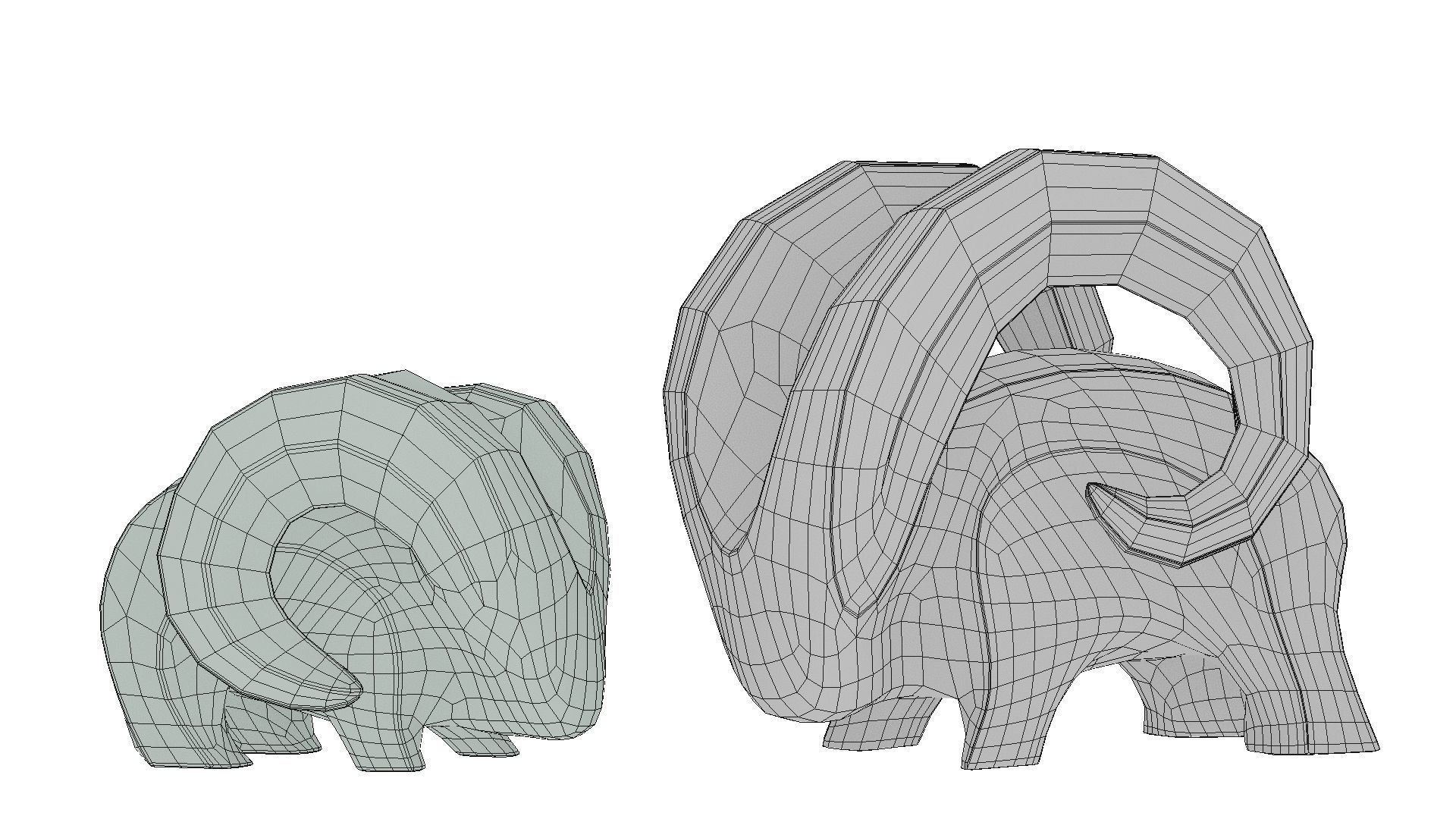 Modern abstract pair of goats sculpture 016 Low-poly 3D model_6