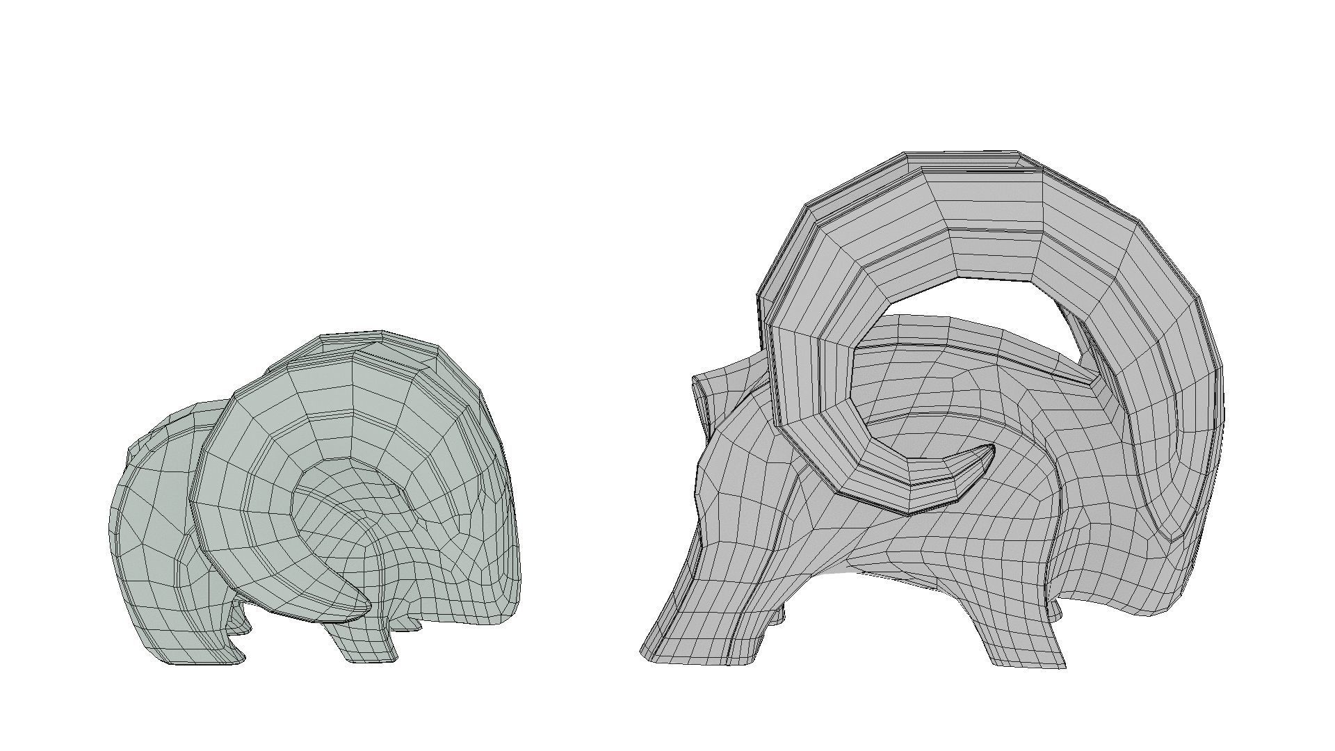 Modern abstract pair of goats sculpture 016 Low-poly 3D model_10
