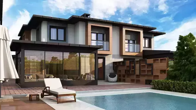 twin two-storey pool villa