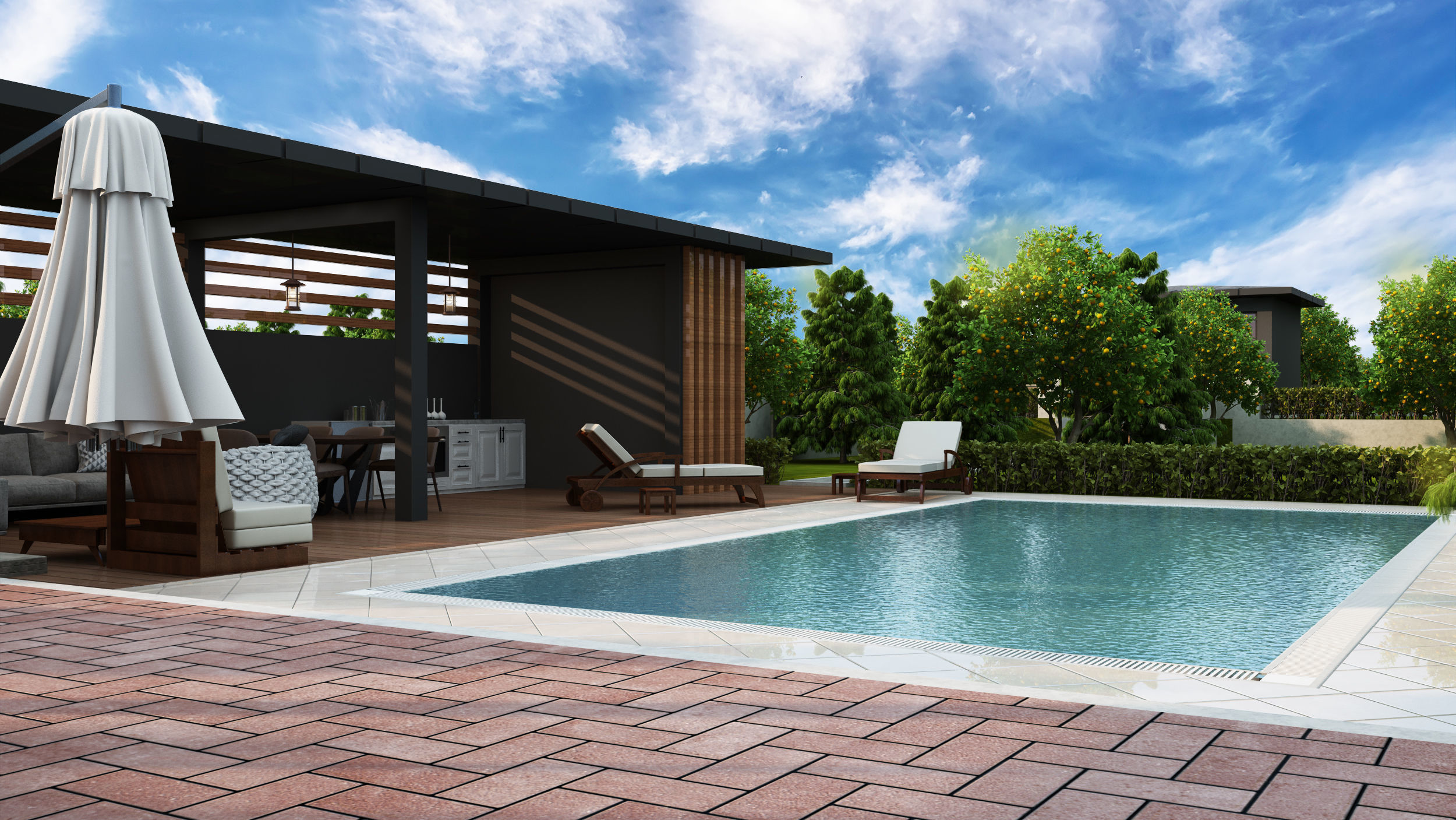 twin two-storey pool villa 3D model_3