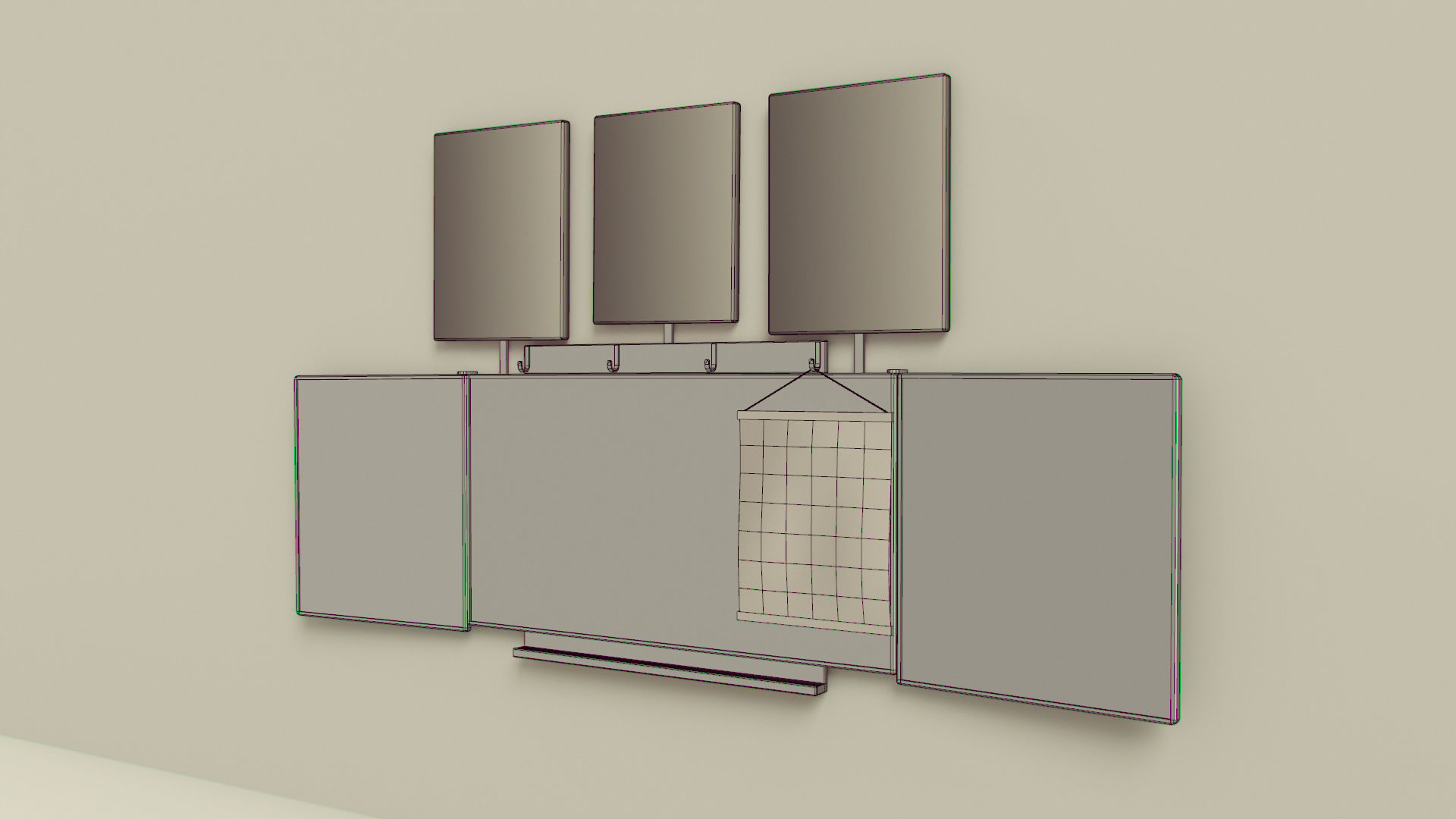 Old Blackboard Low-poly 3D model_2