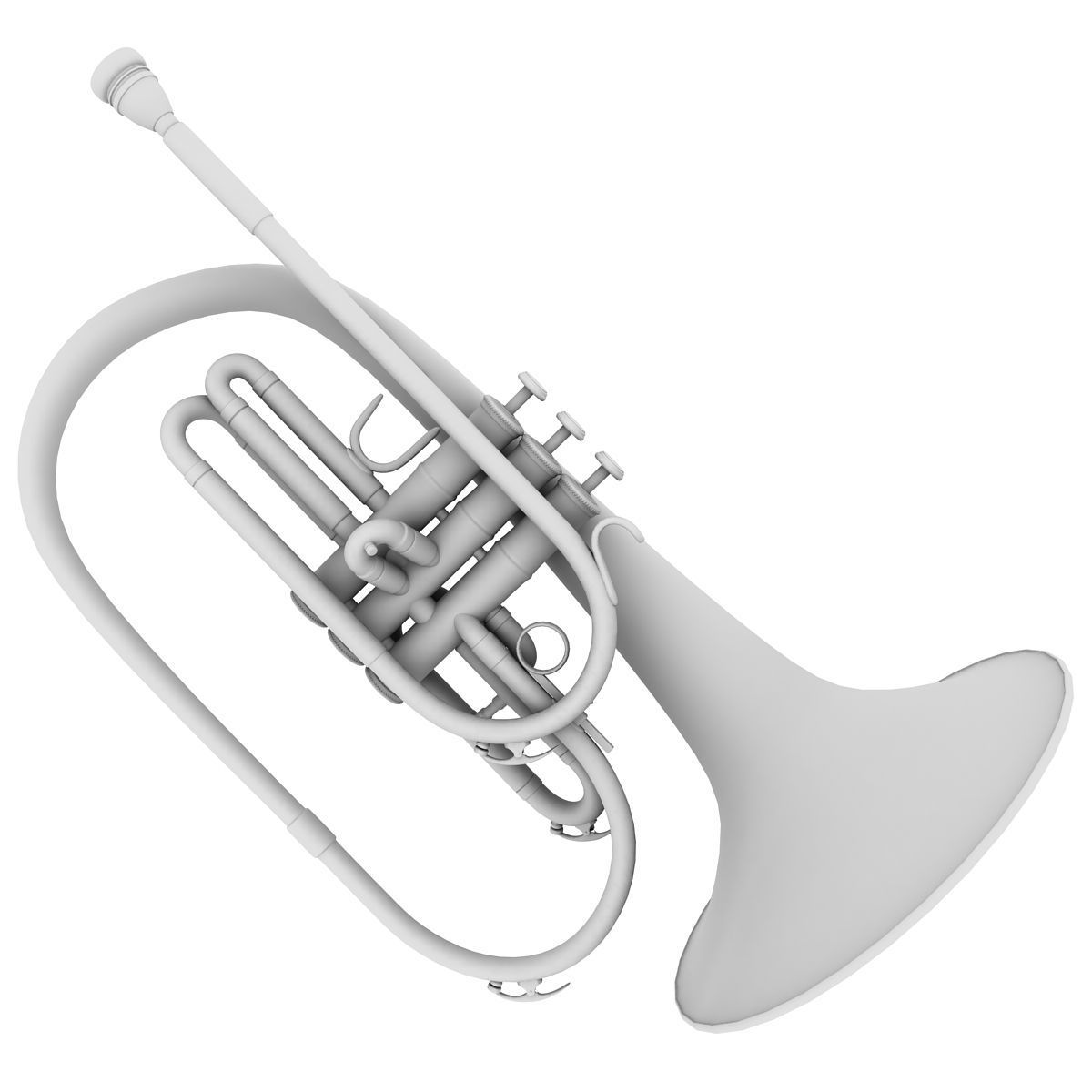 Mellophone brass instrument 3D model_7