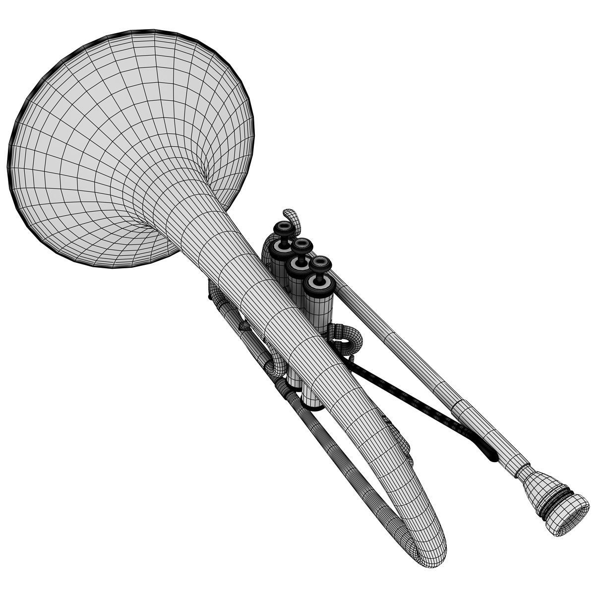 Mellophone brass instrument 3D model_10