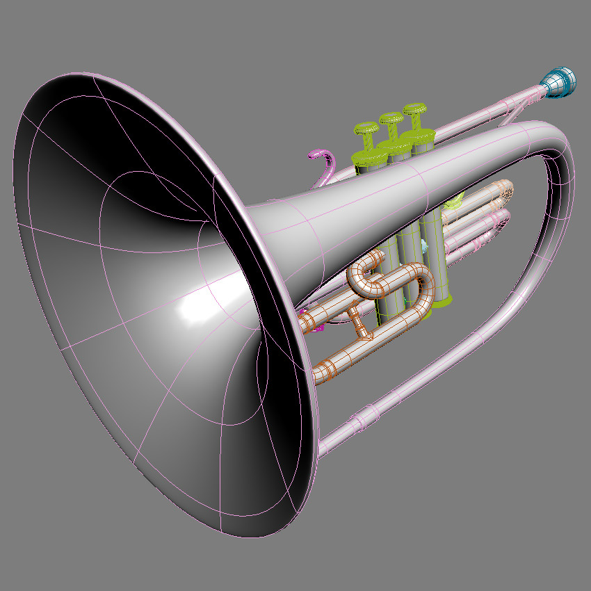 Mellophone brass instrument 3D model_6
