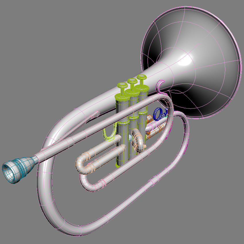 Mellophone brass instrument 3D model_5
