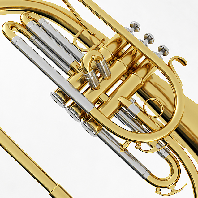 Mellophone brass instrument 3D model_3