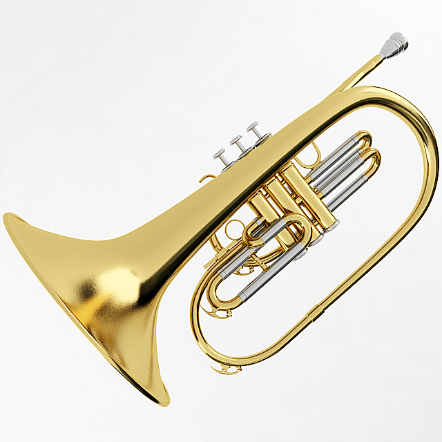 Mellophone brass instrument 3D model_2