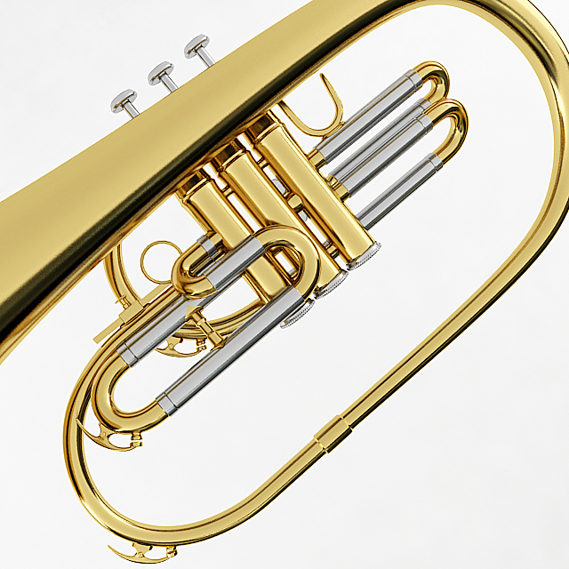 Mellophone brass instrument 3D model_1