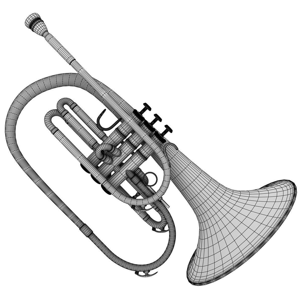 Mellophone brass instrument 3D model_8