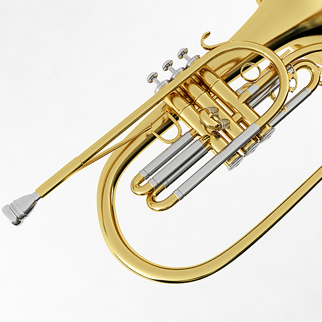 Mellophone brass instrument 3D model_4