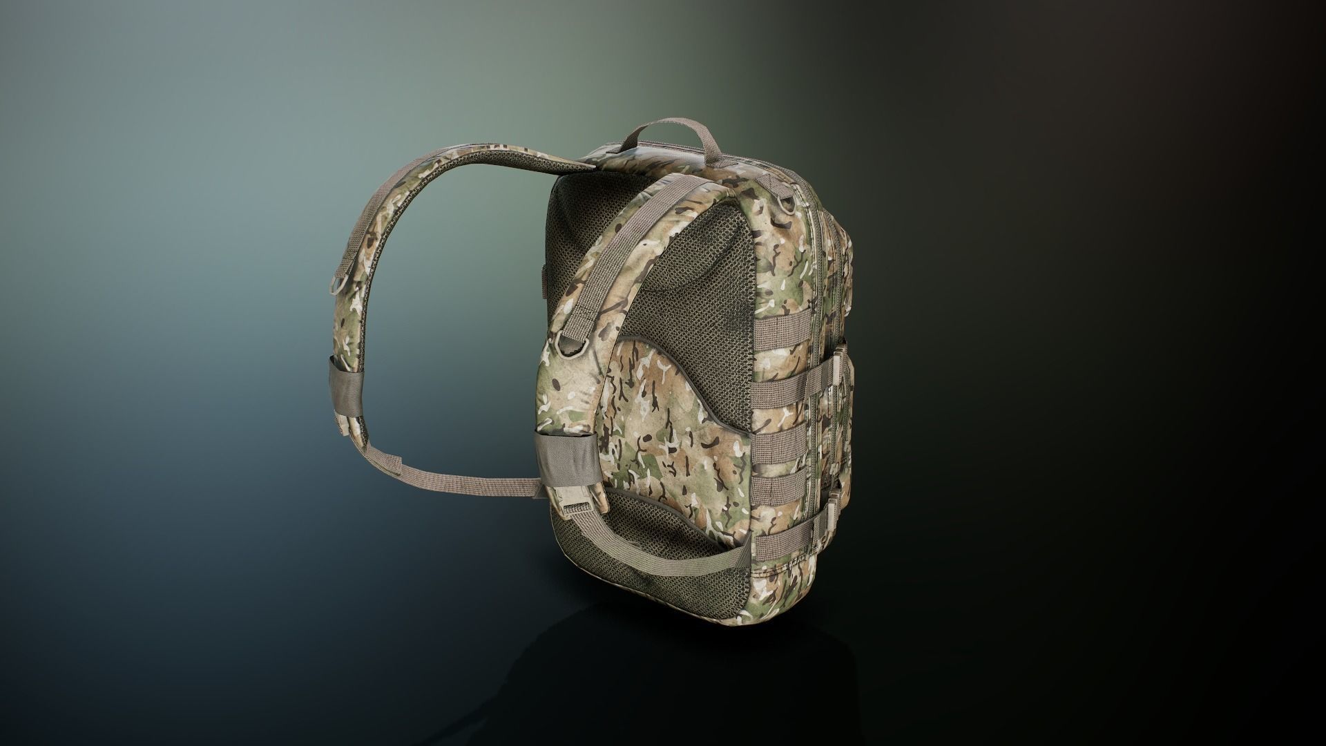 Tactical backpack Low-poly 3D model_9