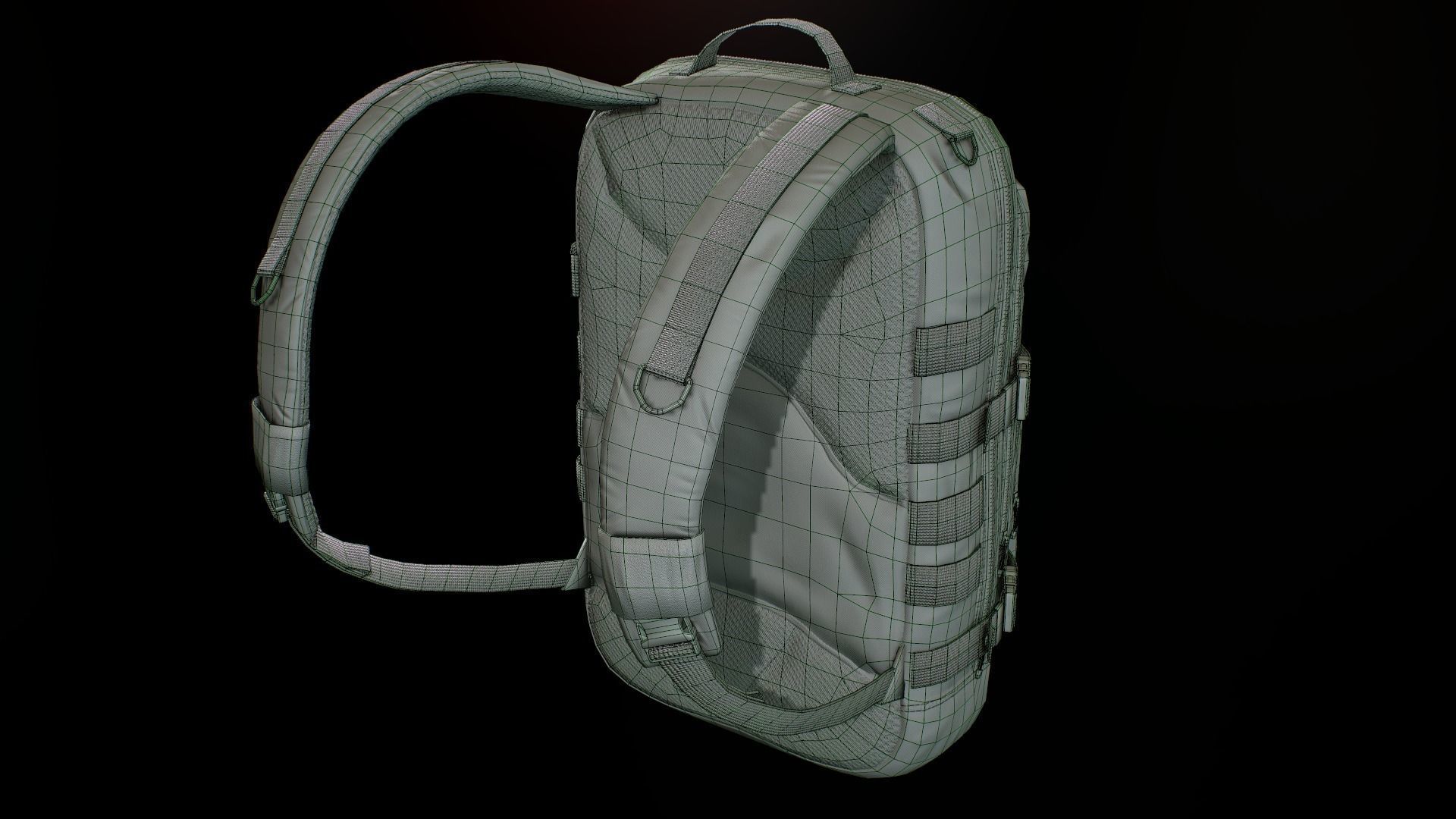 Tactical backpack Low-poly 3D model_19