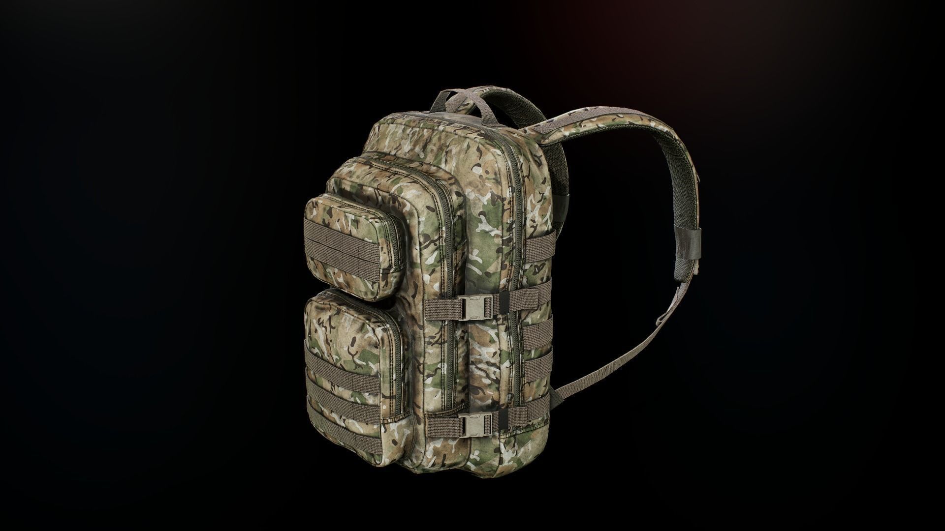 Tactical backpack Low-poly 3D model_7