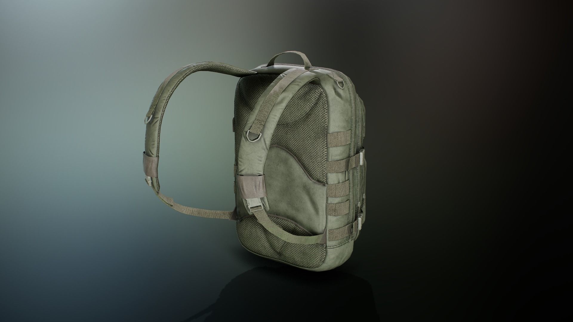 Tactical backpack Low-poly 3D model_12