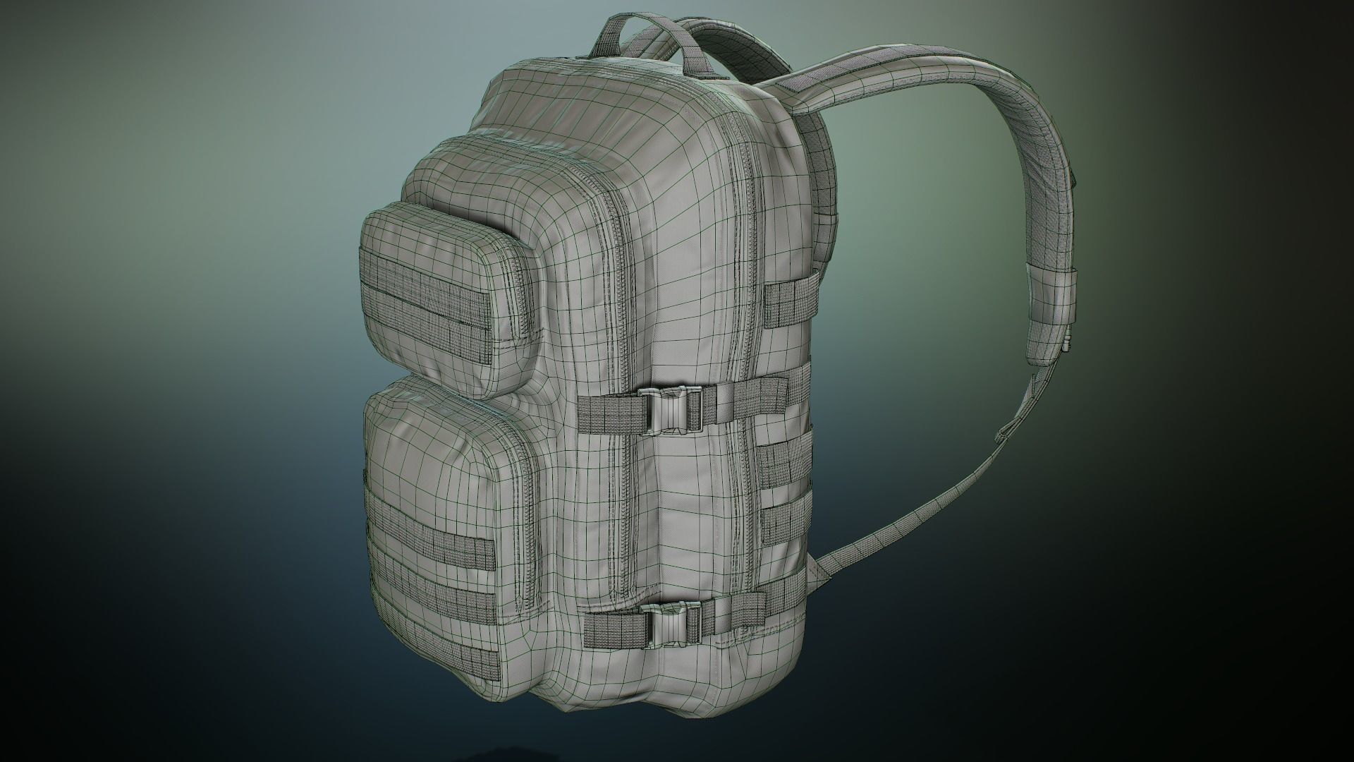 Tactical backpack Low-poly 3D model_21