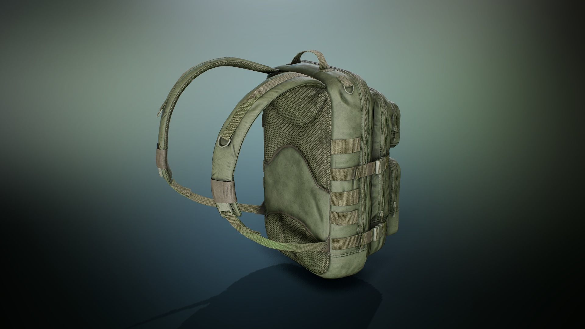 Tactical backpack Low-poly 3D model_3