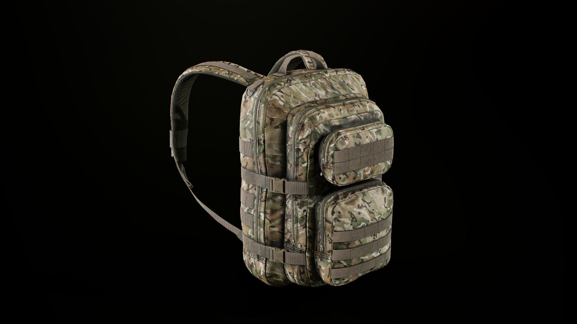 Tactical backpack Low-poly 3D model_8