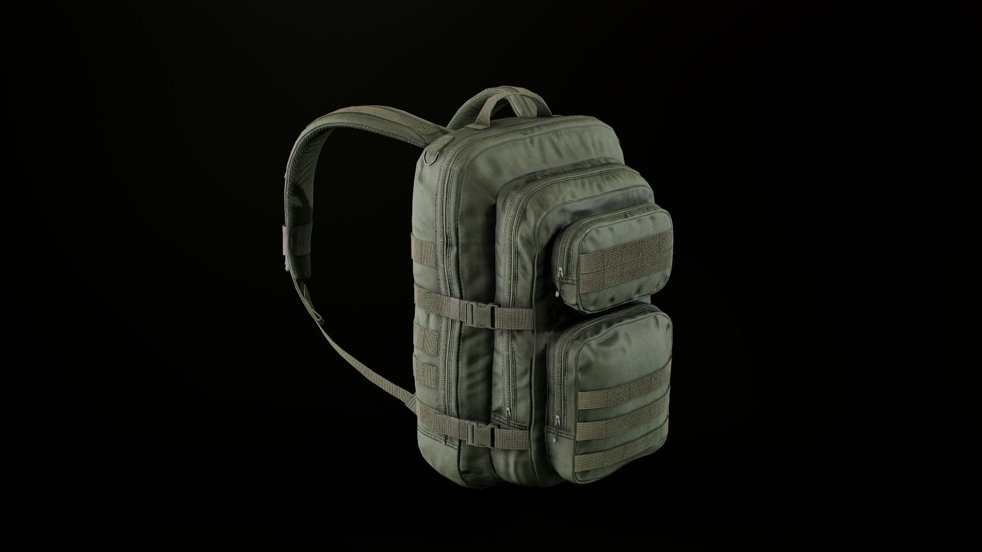 Tactical backpack Low-poly 3D model_11