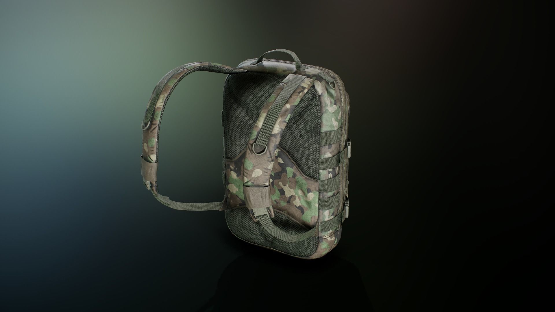 Tactical backpack Low-poly 3D model_15