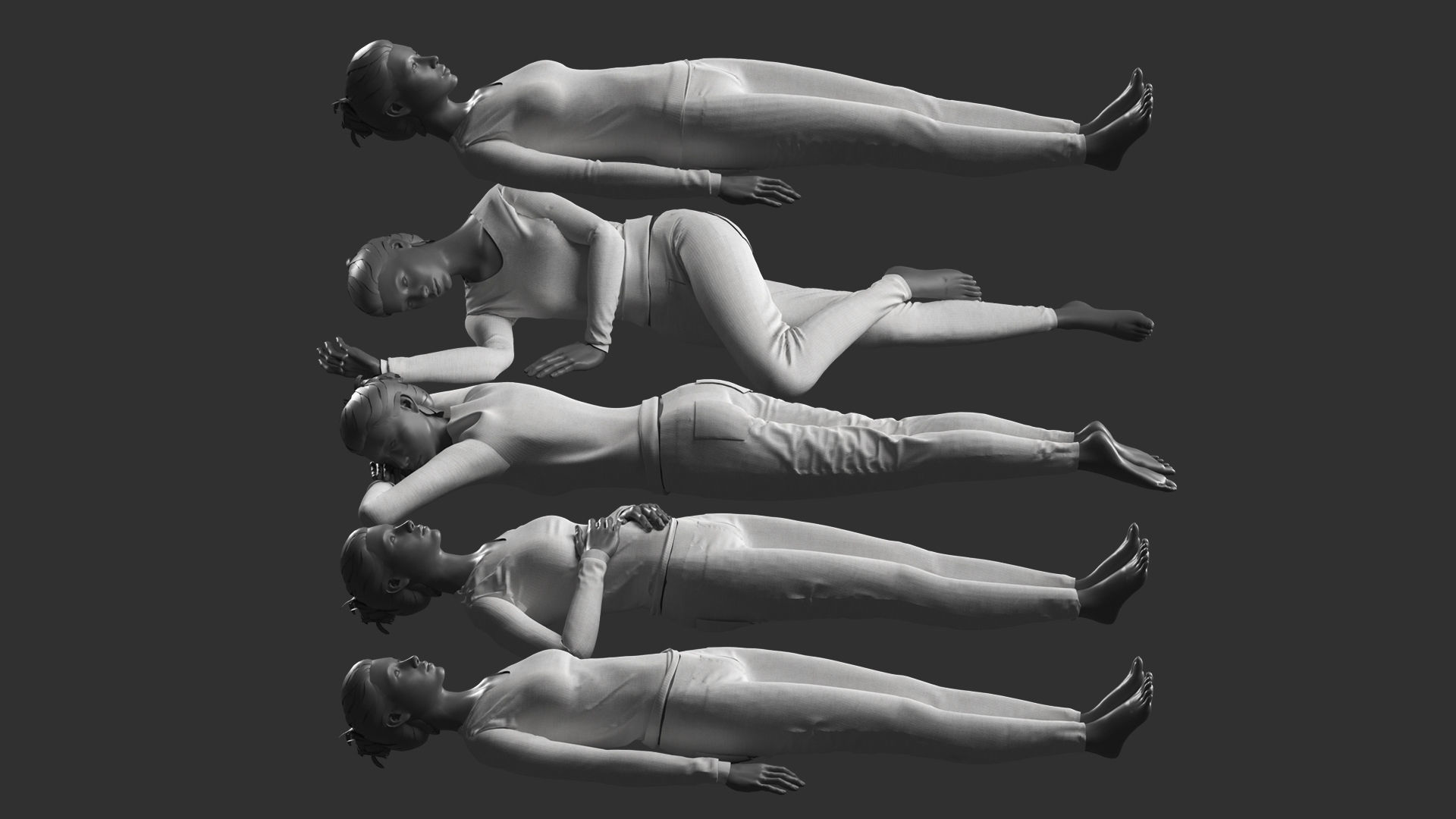 Woman Mannequin Lying 5 Poses
