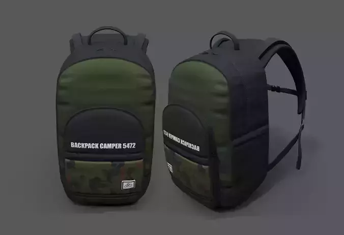 Backpack Generic camping bag baggage human scifi Low-poly 3D model