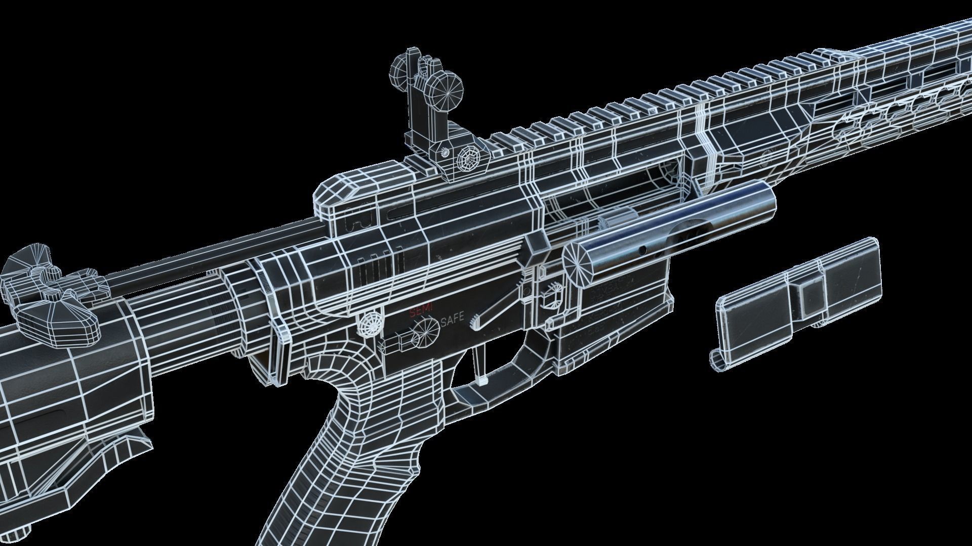 Modular Combat Rifle-Carbine Variant Low-poly 3D model_62