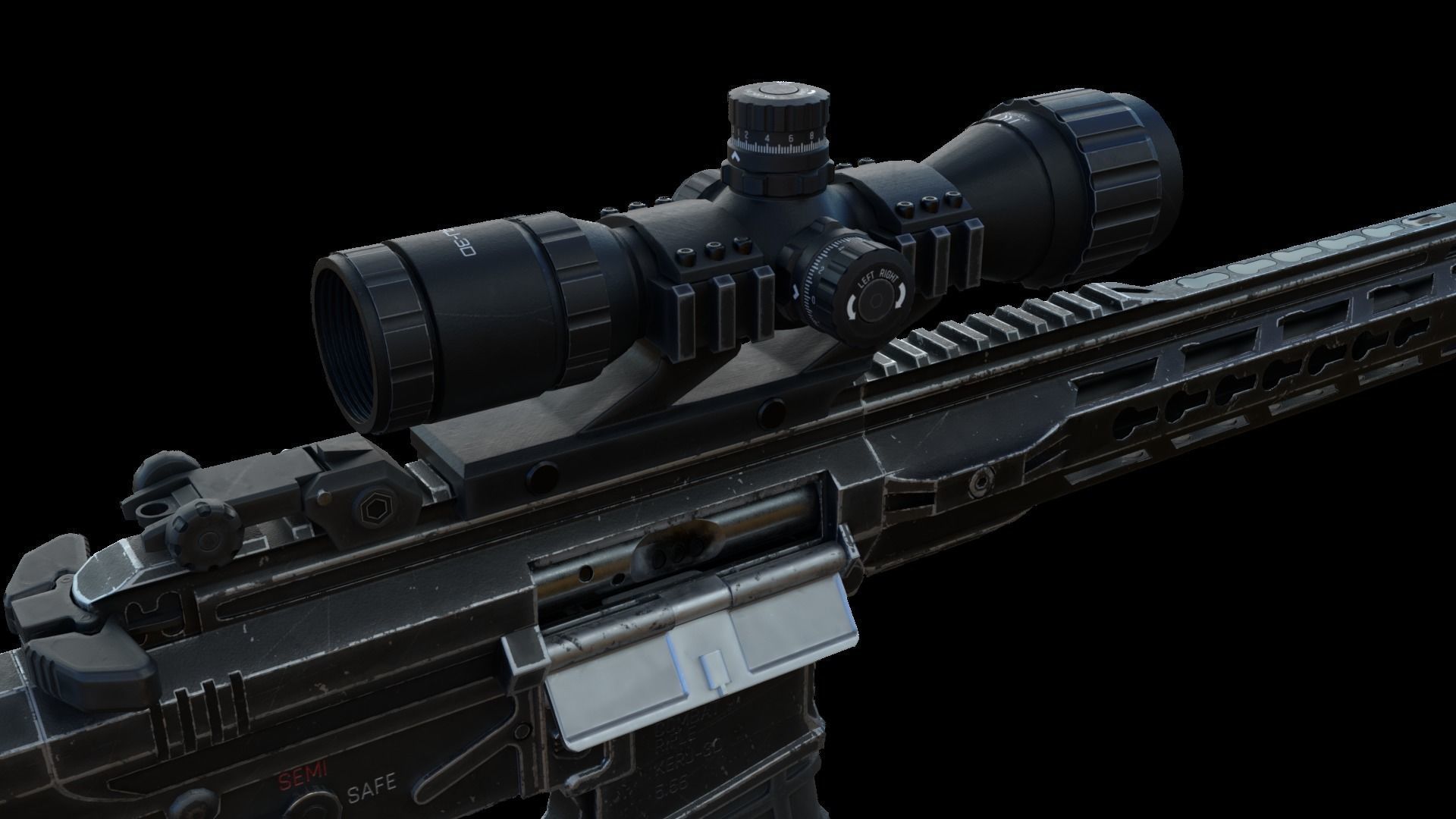 Modular Combat Rifle-Carbine Variant Low-poly 3D model_12