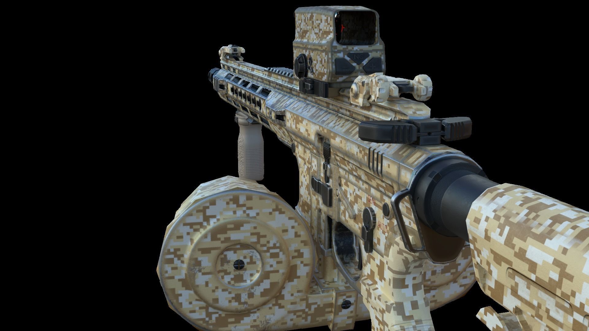 Modular Combat Rifle-Carbine Variant Low-poly 3D model_7