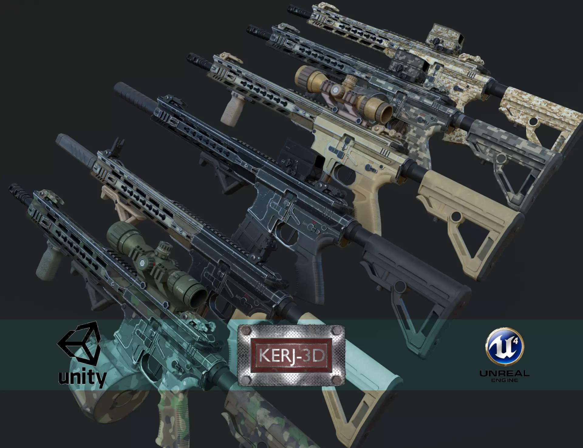 Modular Combat Rifle-Carbine Variant Low-poly 3D model_0