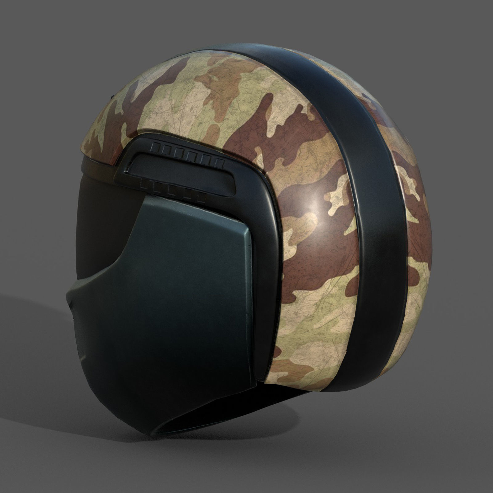 Helmet scifi military combat 3d model low poly futuristic  Low-poly 3D model_7