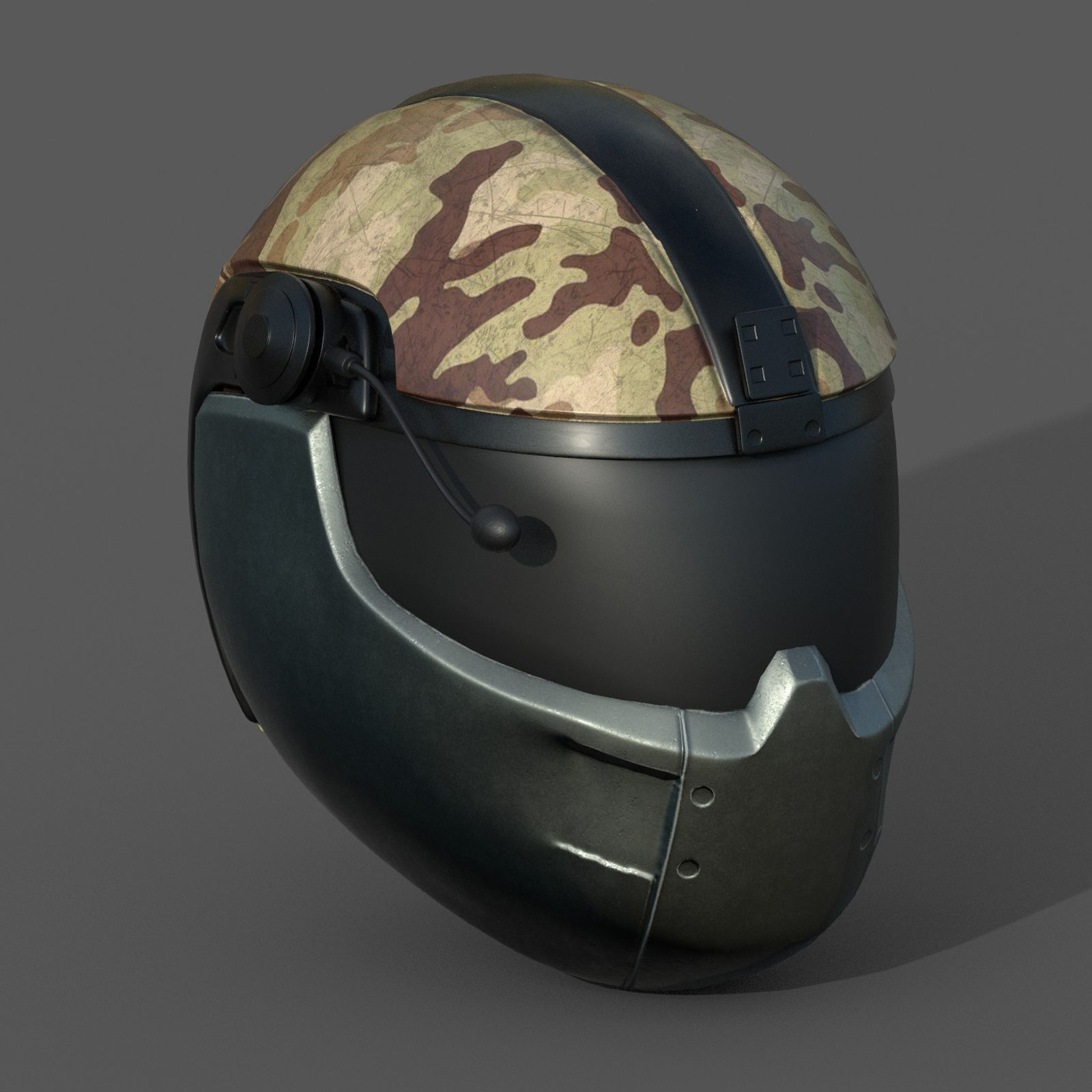 Helmet scifi military combat 3d model low poly futuristic  Low-poly 3D model_3