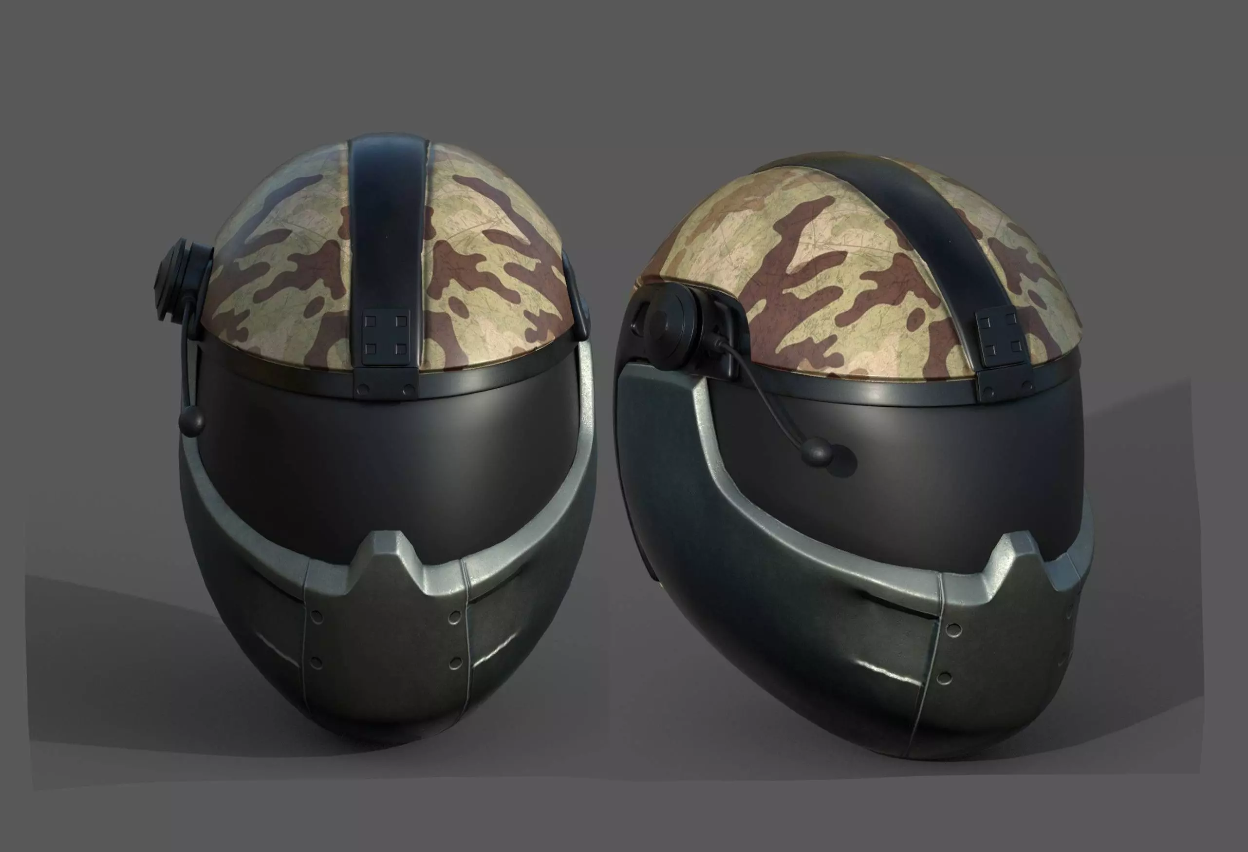 Helmet scifi military combat 3d model low poly futuristic  Low-poly 3D model_0