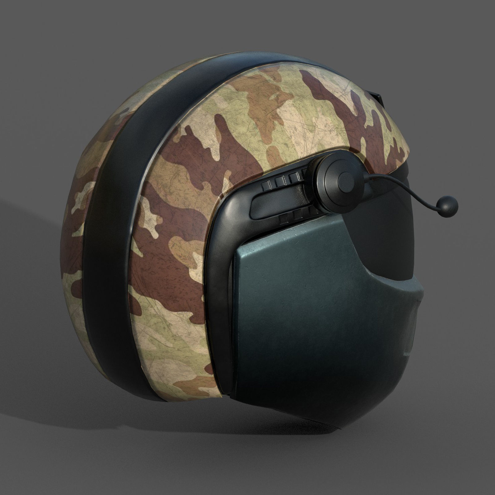 Helmet scifi military combat 3d model low poly futuristic  Low-poly 3D model_2