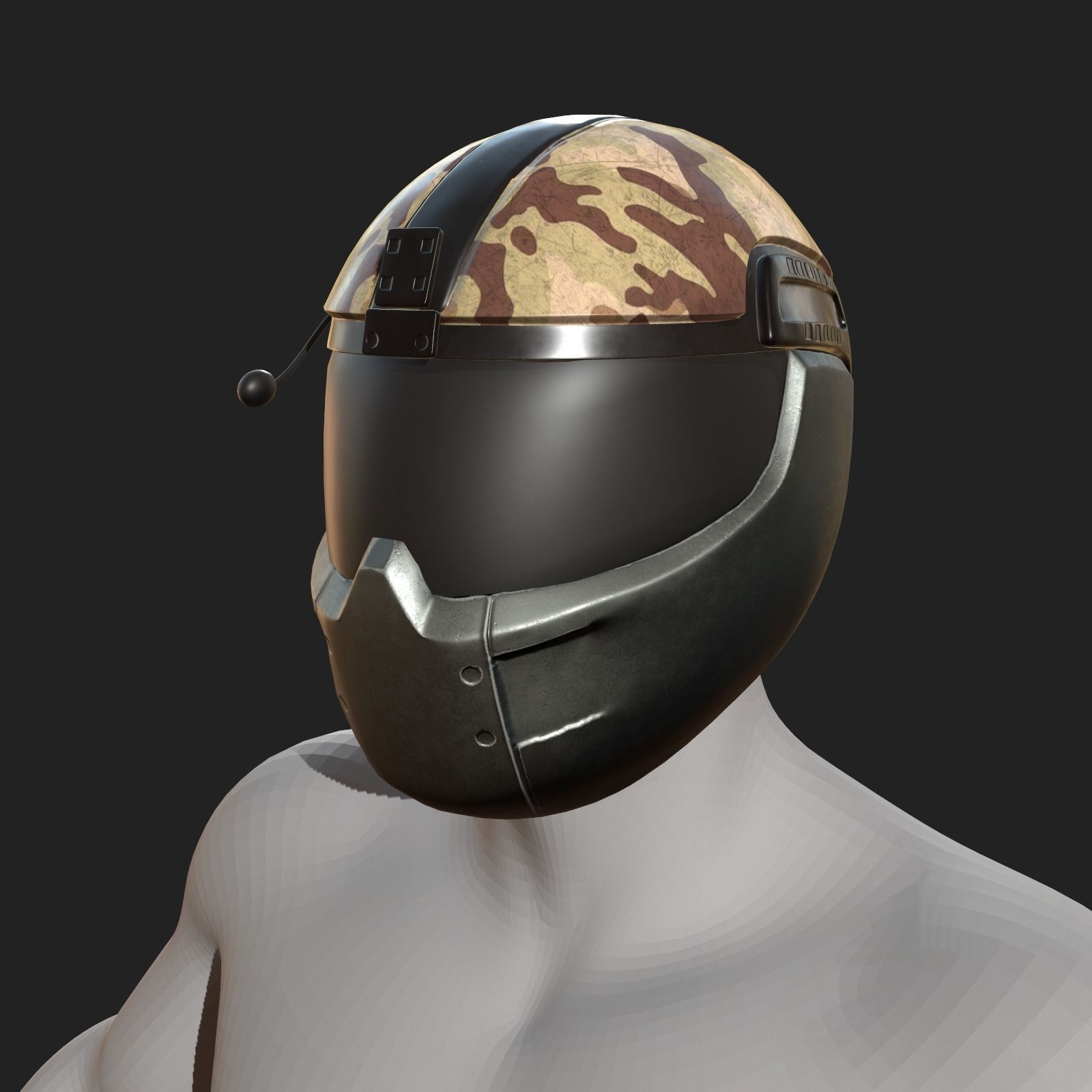 Helmet scifi military combat 3d model low poly futuristic  Low-poly 3D model_1