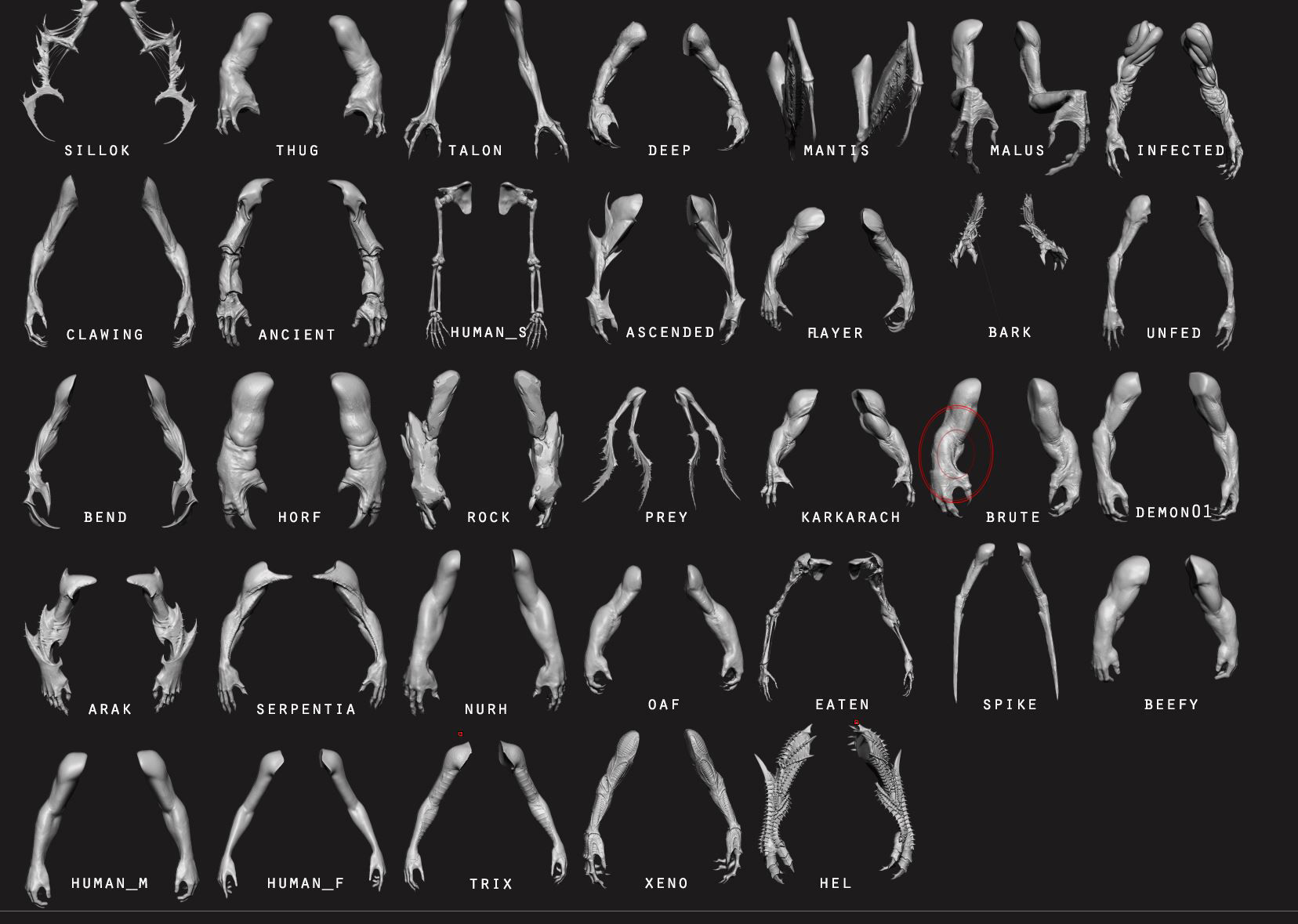 ARMS - 33 Creature arms OBJs and Zbrush IMM 3D model_56