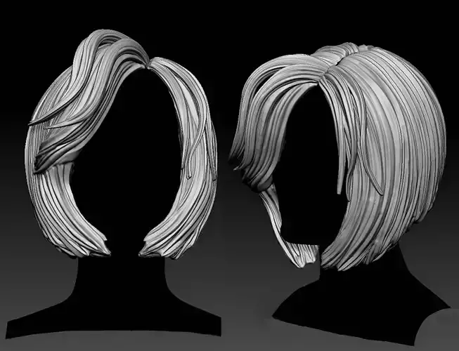 Haircut sculpt female face 3d model anatomy detailed 