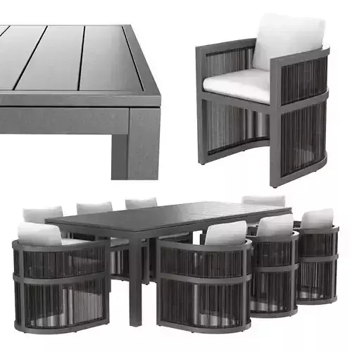 Restoration Hardware Capri ALUMINUM ARMCHAIR  and  DINING TABLE 3D model