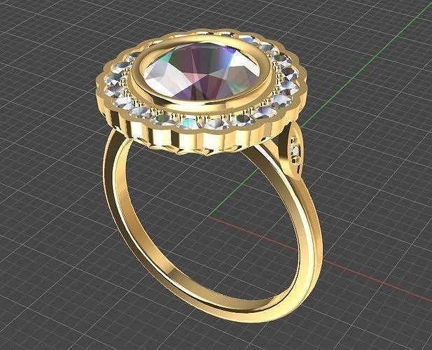 R00003 gold ring with diamonds 3D print model