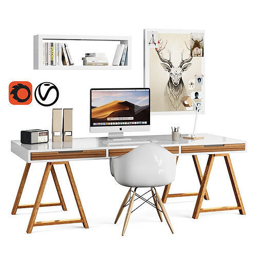 scandinavian workplace 3D model