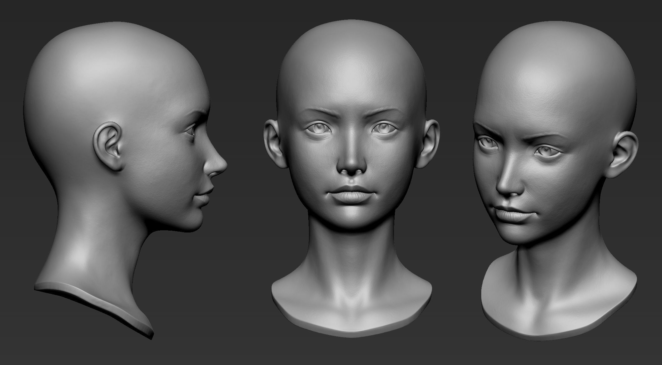 3D Printable Female Head 5 3D model_6