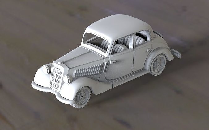 mercedes old truck in concrete parking lot 3D print model
