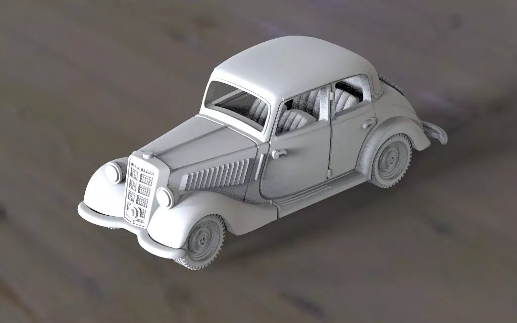 mercedes old truck in concrete parking lot 3D print model_0